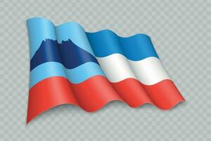 3d realista ondulación bandera de sabah es un estado de Malasia vector