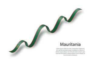 Waving ribbon or banner with flag of Mauritania vector