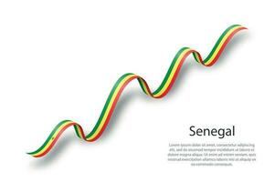 cinta ondeante o pancarta con bandera de senegal vector