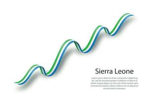 cinta ondeante o pancarta con bandera de sierra leona vector