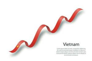 Waving ribbon or banner with flag of Vietnam vector