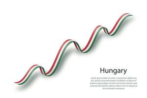 Waving ribbon or banner with flag of Hungary vector