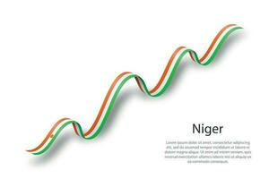 Waving ribbon or banner with flag of Niger vector