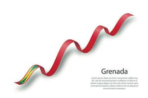 Waving ribbon or banner with flag of Grenada vector