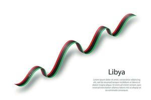 Waving ribbon or banner with flag of Libya vector