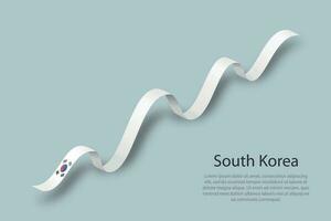 Waving ribbon or banner with flag of South Korea vector