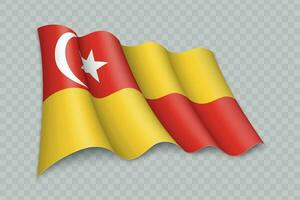 3d realista ondulación bandera de selangor es un estado de Malasia vector