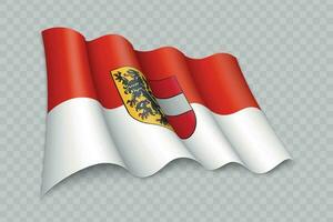 3D Realistic waving Flag of Salzburg is a state of Austria vector
