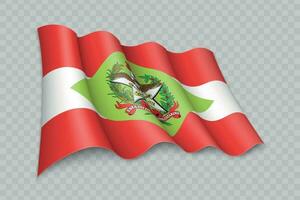 3D Realistic waving Flag of Santa Catarina is a state of Brazil vector