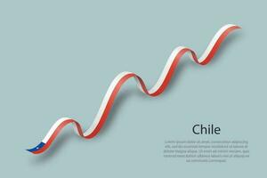 Waving ribbon or banner with flag of Chile vector