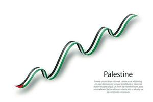 Waving ribbon or banner with flag of Palestine vector