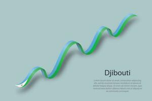 Waving ribbon or banner with flag of Djibouti vector