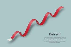 Waving ribbon or banner with flag of Bahrain vector