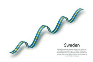 cinta ondeante o pancarta con bandera de suecia vector