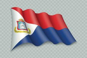 3D Realistic waving Flag of Sint Maarten is a state of Netherlands vector