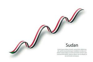 cinta ondeante o pancarta con bandera de sudán vector