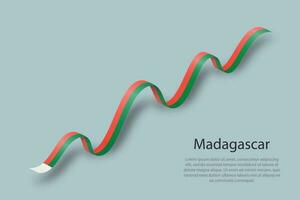 Waving ribbon or banner with flag of Madagascar vector