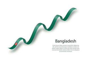 Waving ribbon or banner with flag of Bangladesh vector