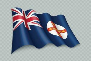 3D Realistic waving Flag of New South Wales is a state of Australia vector