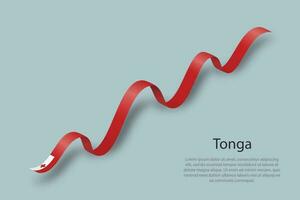 cinta ondeante o pancarta con bandera de tonga vector