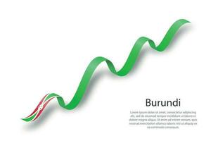 Waving ribbon or banner with flag of Burundi vector