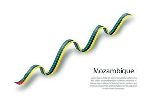 Waving ribbon or banner with flag of Mozambique vector