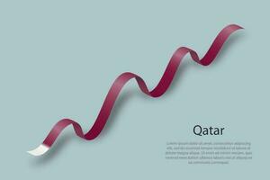 Waving ribbon or banner with flag of Qatar vector