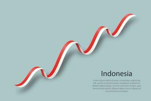 Waving ribbon or banner with flag of Indonesia vector