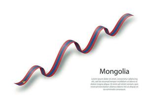 Waving ribbon or banner with flag of Mongolia vector