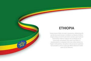 Wave flag of Ethiopia with copyspace background. vector