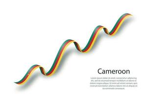 Waving ribbon or banner with flag of Cameroon vector