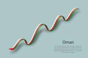 Waving ribbon or banner with flag of Oman vector