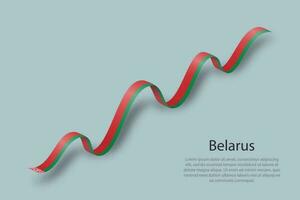 Waving ribbon or banner with flag of Belarus vector