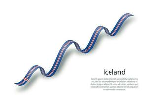 Waving ribbon or banner with flag of Iceland vector