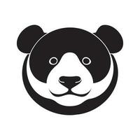 panda cabeza negro y blanco vector icono