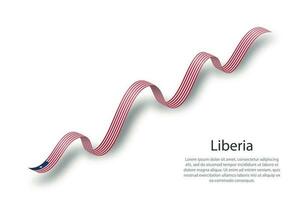 Waving ribbon or banner with flag of Liberia vector