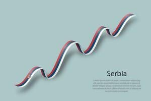 Waving ribbon or banner with flag of Serbia vector