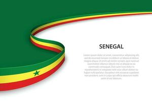 Wave flag of Senegal with copyspace background. vector