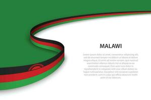 Wave flag of Malawi with copyspace background. vector