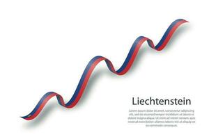 Waving ribbon or banner with flag of Liechtenstein vector