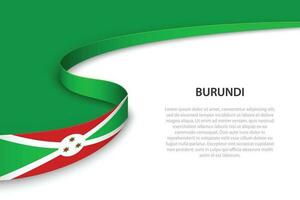 Wave flag of Burundi with copyspace background. vector