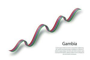 Waving ribbon or banner with flag of Gambia vector