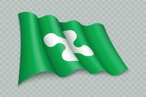 3D Realistic waving Flag of Lombardy is a region of Italy vector