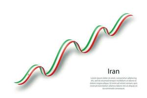 Waving ribbon or banner with flag of Iran vector