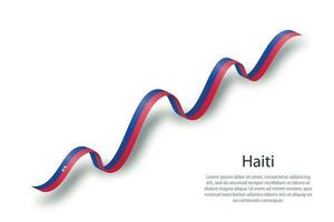 Waving ribbon or banner with flag of Haiti vector