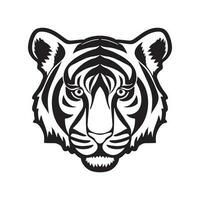 Tiger head black and white vector icon.