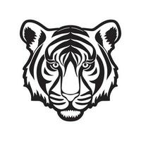 Tigre cabeza negro y blanco vector icono.