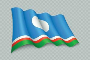 3D Realistic waving Flag of Yakutia is a region of Russia vector