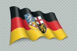 3D Realistic waving Flag of Saarland is a state of Germany vector