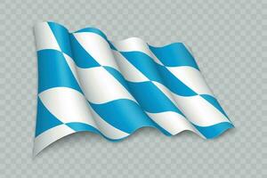 3D Realistic waving Flag of Bavaria is a state of Germany vector